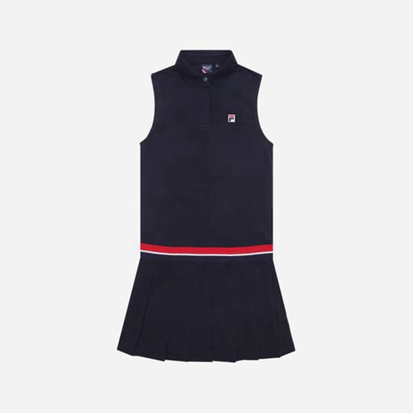 Fila Line Pleated Women's Dresses - Navy,NZ 860-74603